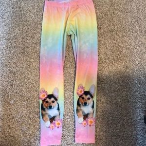 Rainbow leggings with corgi dogs!